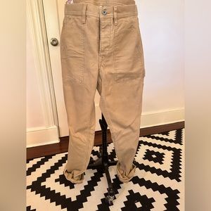Wallace & Barnes (J. Crew) Worker Jeans in a khaki / cream color. 33/32